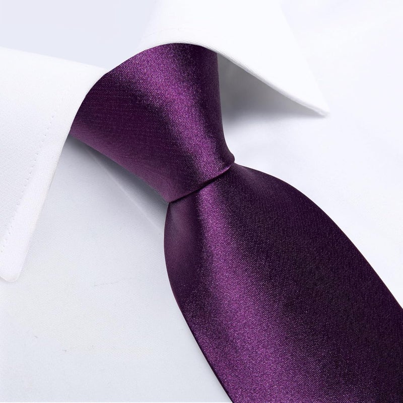 DiBanGu Mens Solid Color Tie and Pocket Square Set Woven Silk Plain Necktie & Handkerchief for Men Wedding Party Formal - Image 3